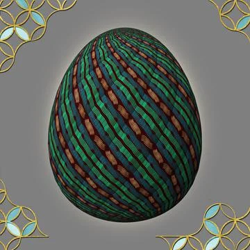 Happy Easter, Artfully designed and colorful 3D easter egg, 3D illustration o イラスト素材