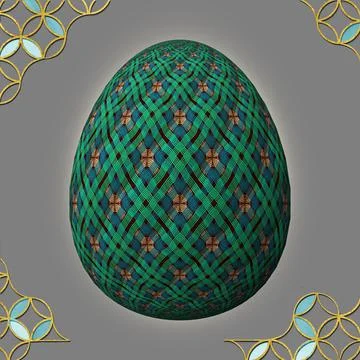 Happy Easter, Artfully designed and colorful 3D easter egg, 3D illustration o 스톡 일러스트