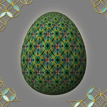 Happy Easter, Artfully designed and colorful 3D easter egg, 3D illustration o Illustrazione stock