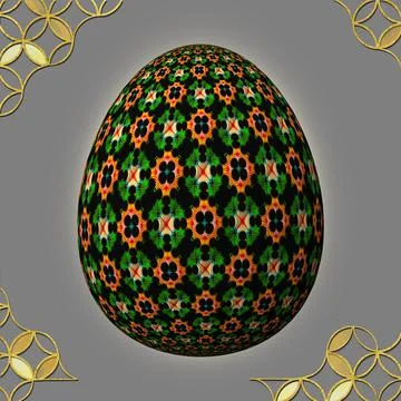 Happy Easter, Artfully designed and colorful 3D easter egg, 3D illustration o イラスト素材