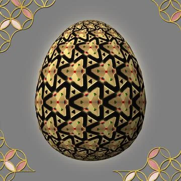 Happy Easter, Artfully designed and colorful 3D easter egg, 3D illustration o Stockillustratie