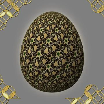 Happy Easter, Artfully designed and colorful 3D easter egg, 3D illustration o イラスト素材