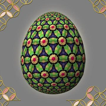 Happy Easter, Artfully designed and colorful 3D easter egg, 3D illustration o Illustrazione stock