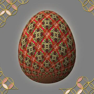 Happy Easter, Artfully designed and colorful 3D easter egg, 3D illustration o Stock Illustration