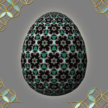 Happy Easter, Artfully designed and colorful 3D easter egg, 3D illustration o Stock Illustration