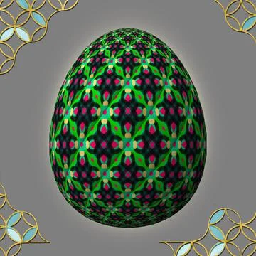 Happy Easter, Artfully designed and colorful 3D easter egg, 3D illustration o イラスト素材