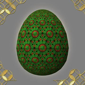 Happy Easter, Artfully designed and colorful 3D easter egg, 3D illustration o イラスト素材