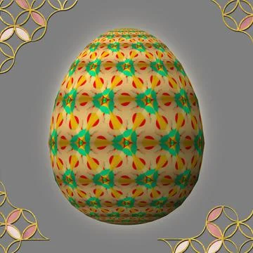 Happy Easter, Artfully designed and colorful 3D easter egg, 3D illustration o イラスト素材