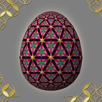 Happy Easter, Artfully designed and colorful 3D easter egg, 3D illustration o イラスト素材
