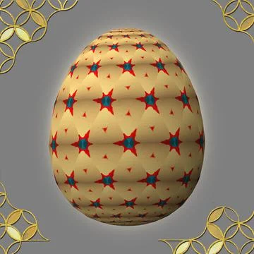 Happy Easter, Artfully designed and colorful 3D easter egg, 3D illustration o イラスト素材