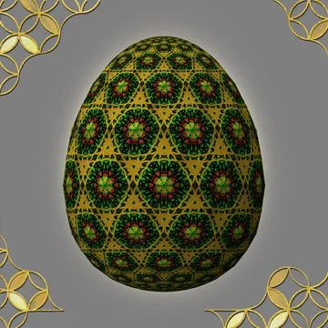 Happy Easter, Artfully designed and colorful 3D easter egg, 3D illustration o イラスト素材