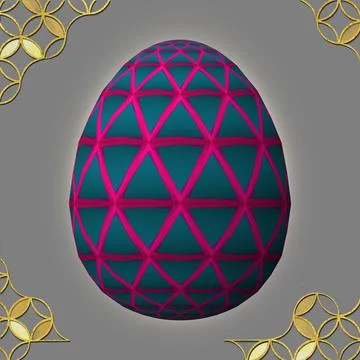 Happy Easter, Artfully designed and colorful 3D easter egg, 3D illustration o イラスト素材