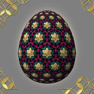 Happy Easter, Artfully designed and colorful 3D easter egg, 3D illustration o Illustrazione stock