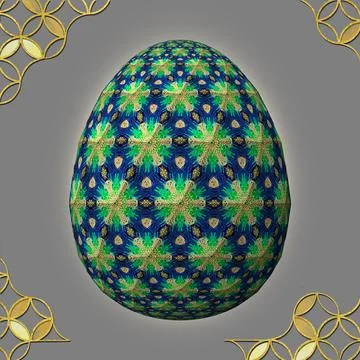 Happy Easter, Artfully designed and colorful 3D easter egg, 3D illustration o Stock Illustration
