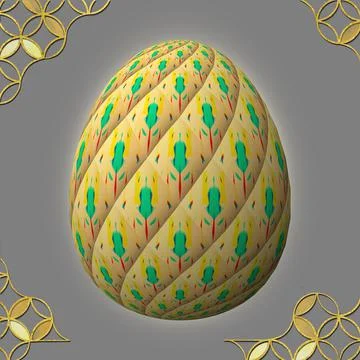 Happy Easter, Artfully designed and colorful 3D easter egg, 3D illustration o 스톡 일러스트