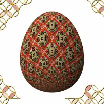 Happy Easter, Artfully designed and colorful 3D easter egg, 3D illustration o イラスト素材