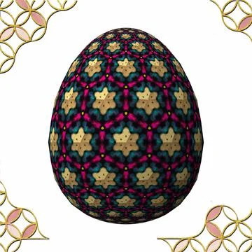 Happy Easter, Artfully designed and colorful 3D easter egg, 3D illustration o イラスト素材