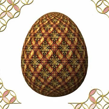Happy Easter, Artfully designed and colorful 3D easter egg, 3D illustration o イラスト素材