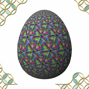 Happy Easter, Artfully designed and colorful 3D easter egg, 3D illustration o Stock Illustration