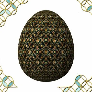 Happy Easter, Artfully designed and colorful 3D easter egg, 3D illustration o Illustrazione stock