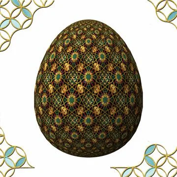 Happy Easter, Artfully designed and colorful 3D easter egg, 3D illustration o イラスト素材