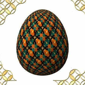 Happy Easter, Artfully designed and colorful 3D easter egg, 3D illustration o イラスト素材