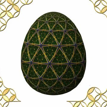Happy Easter, Artfully designed and colorful 3D easter egg, 3D illustration o イラスト素材