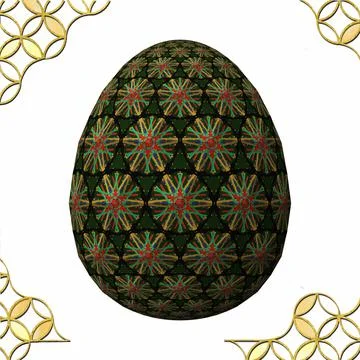 Happy Easter, Artfully designed and colorful 3D easter egg, 3D illustration o イラスト素材
