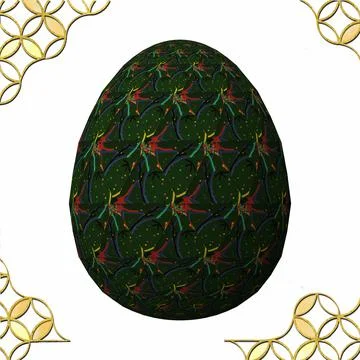 Happy Easter, Artfully designed and colorful 3D easter egg, 3D illustration o イラスト素材