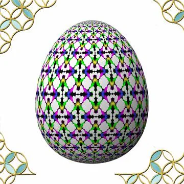 Happy Easter, Artfully designed and colorful 3D easter egg, 3D illustration o Stock Illustration