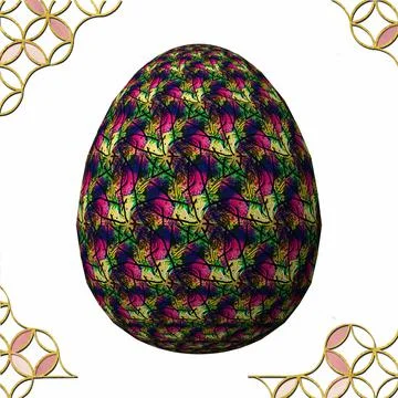 Happy Easter, Artfully designed and colorful 3D easter egg, 3D illustration o Illustrazione stock