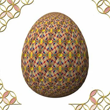 Happy Easter, Artfully designed and colorful 3D easter egg, 3D illustration o イラスト素材