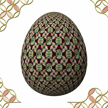 Happy Easter, Artfully designed and colorful 3D easter egg, 3D illustration o イラスト素材
