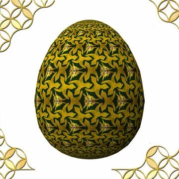 Happy Easter, Artfully designed and colorful 3D easter egg, 3D illustration o イラスト素材