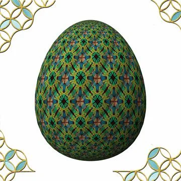 Happy Easter, Artfully designed and colorful 3D easter egg, 3D illustration o 스톡 일러스트