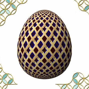 Happy Easter, Artfully designed and colorful 3D easter egg, 3D illustration o Illustrazione stock