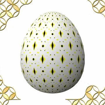 Happy Easter, Artfully designed and colorful 3D easter egg, 3D illustration o イラスト素材