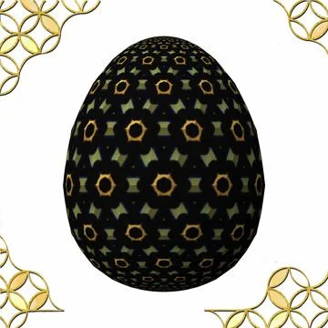 Happy Easter, Artfully designed and colorful 3D easter egg, 3D illustration o イラスト素材