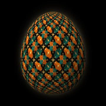 Happy Easter, Artfully designed and colorful 3D easter egg, 3D illustration o イラスト素材