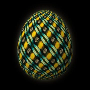 Happy Easter, Artfully designed and colorful 3D easter egg, 3D illustration o イラスト素材