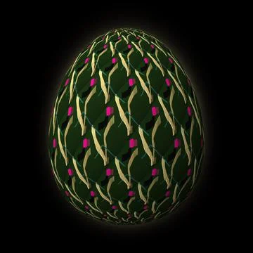Happy Easter, Artfully designed and colorful 3D easter egg, 3D illustration o イラスト素材
