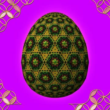 Happy Easter, Artfully designed and colorful 3D easter egg, 3D illustration o イラスト素材
