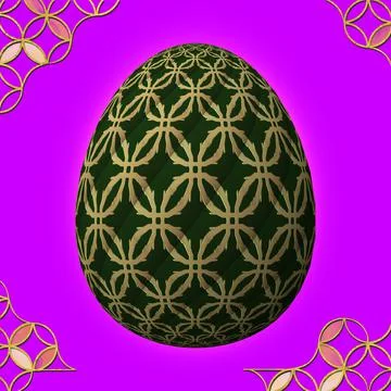 Happy Easter, Artfully designed and colorful 3D easter egg, 3D illustration o Stock-Illustration