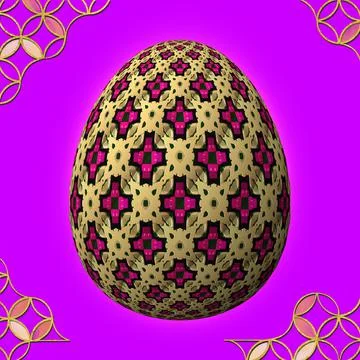 Happy Easter, Artfully designed and colorful 3D easter egg, 3D illustration o 库存插图