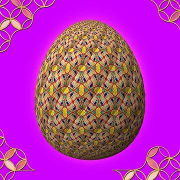 Happy Easter, Artfully designed and colorful 3D easter egg, 3D illustration o 스톡 일러스트