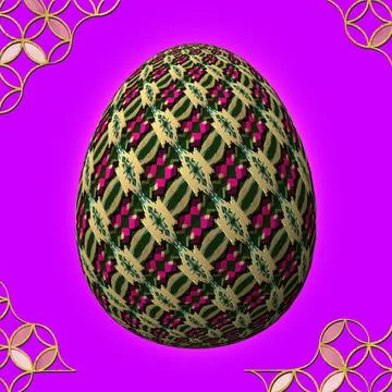 Happy Easter, Artfully designed and colorful 3D easter egg, 3D illustration o Stock Illustration