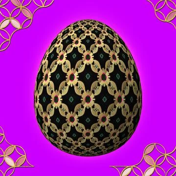 Happy Easter, Artfully designed and colorful 3D easter egg, 3D illustration o Stock Illustration