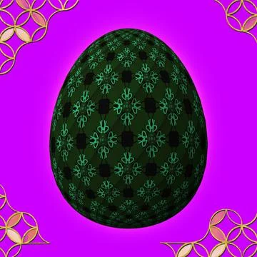 Happy Easter, Artfully designed and colorful 3D easter egg, 3D illustration o Illustrazione stock