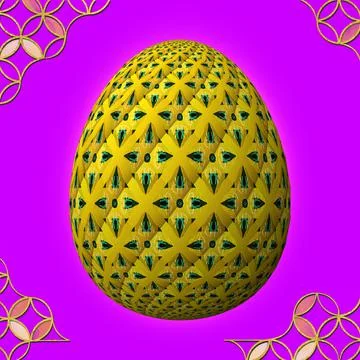 Happy Easter, Artfully designed and colorful 3D easter egg, 3D illustration o イラスト素材