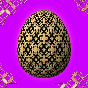 Happy Easter, Artfully designed and colorful 3D easter egg, 3D illustration o Stock Illustration